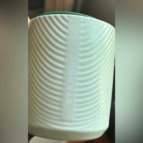 Starbucks Mint Pearlescent Short Ceramic Cup Green Ribbed Tumbler 8oz NWT 2023 - Picture 5 of 16